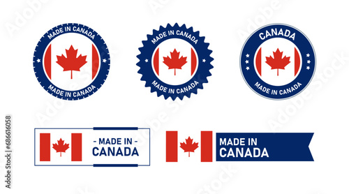 Canada flag, Made in Canada. Tag, Seal, Stamp, Flag, Icon vector