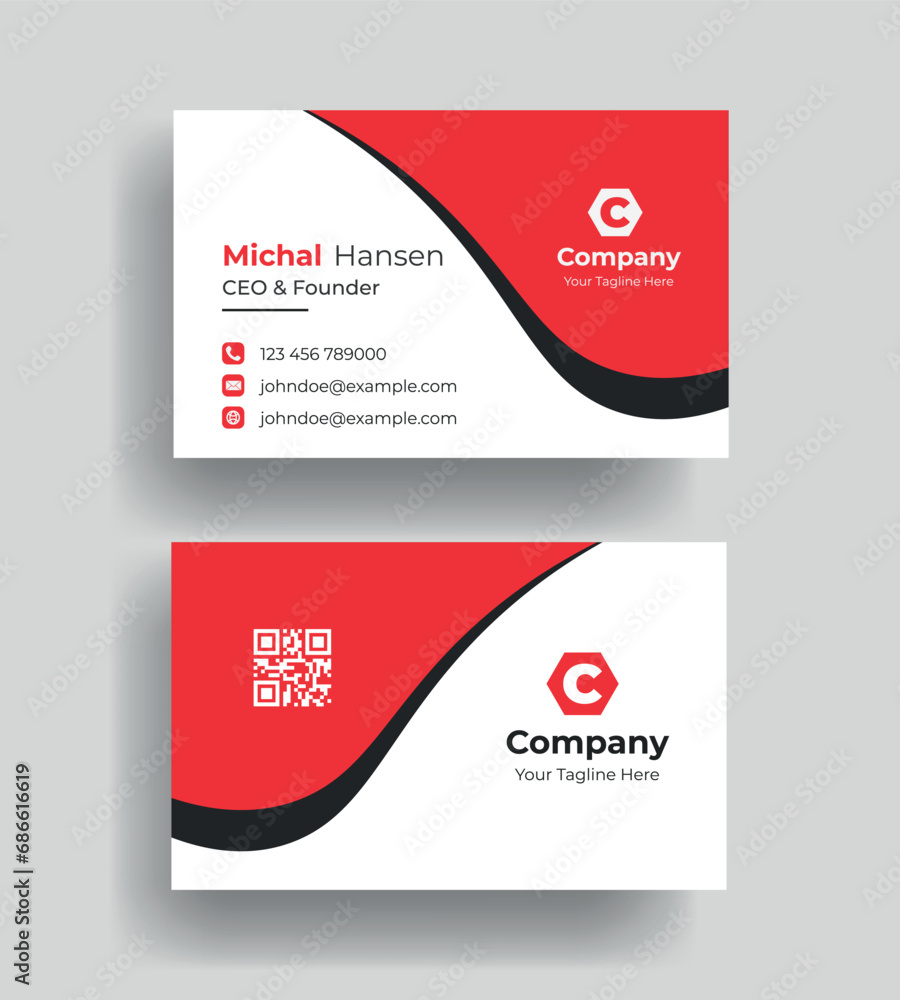 
vector abstract Double-sided creative Professional modern simple unique blue red and black business card minimal template
