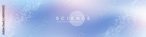 Molecular abstract structure background. Scientific vector illustration with molecule DNA. Medical, science and technology concept for banner template or header.