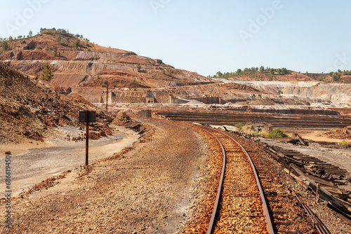 Disused railway track of the Rio Tinto copper mines in Huelva (Spain)