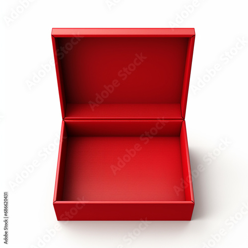 Blank red box open on white background