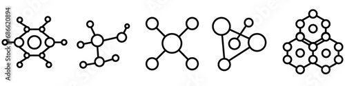 Structure and Substance molecule. Collection of modern molecule outline icons. Molecule or formula icon.