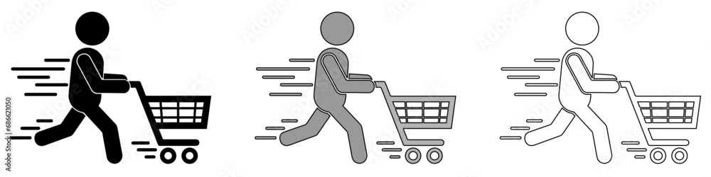 Shopping cart icon. Shopping trolley in outline. Web cart in line. Shop symbol in black. Trolley icon set. Stock vector illustration. Vector Graphic. EPS 10 Shopping cart icon. Shopping trolley in outline. Web cart in line. Shop symbol in black. Trolley icon set. Stock vector illustration. Vector Graphic. EPS 10