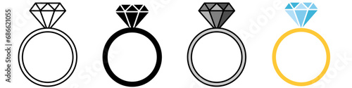 Wedding Ring With Diamond icon vector. Vector Illustration. Vector Graphic. EPS 10