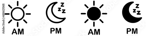 AM and PM symbol icon illustration. Vector Illustration. Vector Graphic. EPS 10