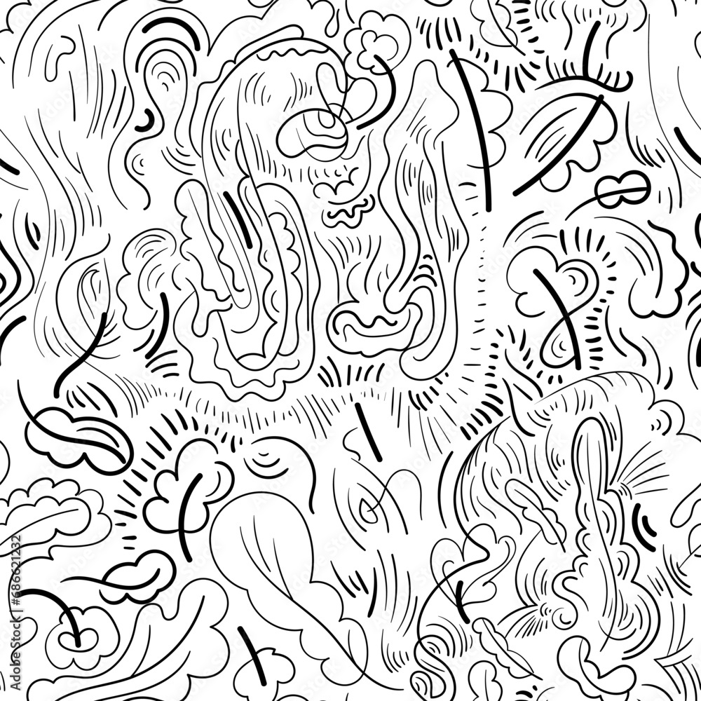 Fototapeta premium Decorative nature seamless colorful pattern with abstract leaves