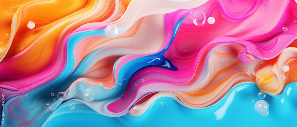 Colorful liquid acrylic paint or fluid bubble flow wallpaper, Abstract background. create using a generative AI tool 