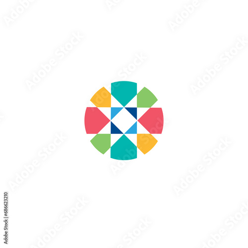 colorfull cirlce blok logo design 