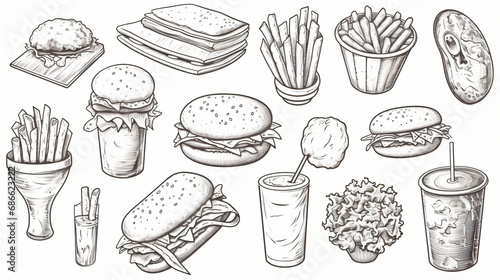 Vector set of fast food