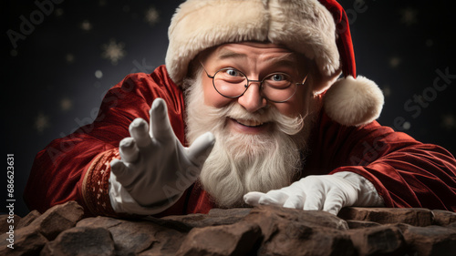 Portrait of Santa Claus in good spirits Playing with the camera during the Christmas season © Suralai