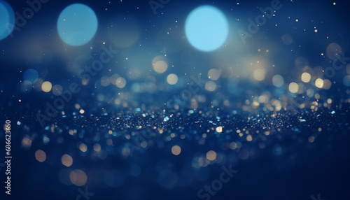 blue glow particles abstract bokeh background. festive shining background with beautiful bokeh.