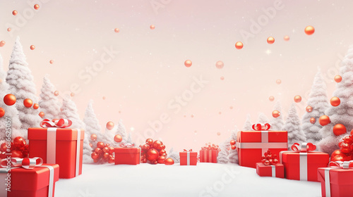 Red Ribbon, Christmas Symbolism, Seasonal Joy, Holiday Red Box, Christmas Decoration, Gift Tag, Festive Red Decor, Christmas Festivities, Seasonal Wrapping, Red Box Illustration, Gift Presentation.    © Shani