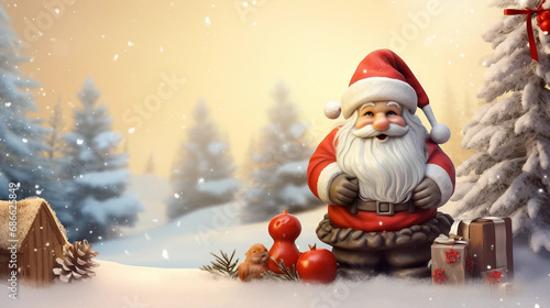 Santa and Snowflakes, Frosty Christmas, Winter Fantasy, Snow-covered Santa, Christmas Traditions, Snowy Christmas Eve, Santa's Magical World, Winter Festivities, Snowy Decor, Seasonal Charm, Santa'