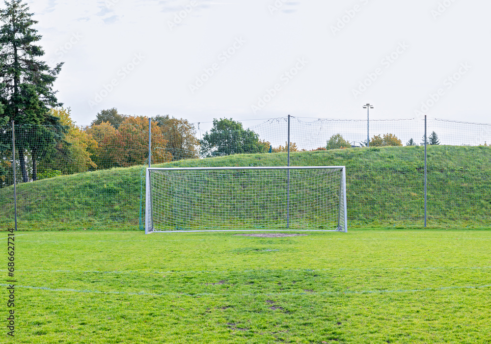 Goal area box in a soccer field