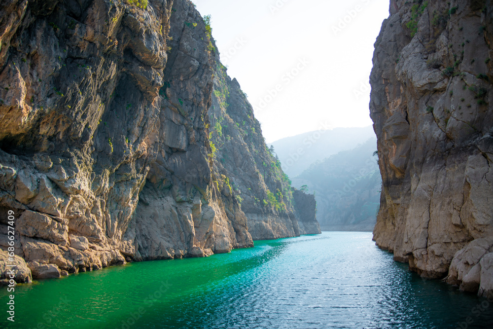 The river flowing through the Canyon Gorge - obrazy, fototapety, plakaty 