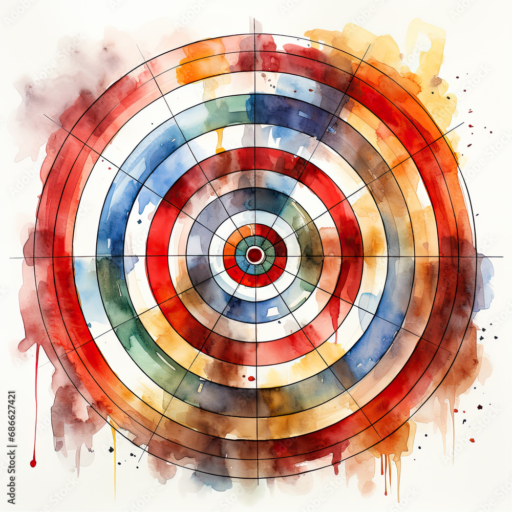 watercolor target goal clipart, Generative Ai watercolor target goal clipart, Generative Ai