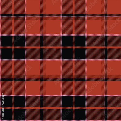 Red and Black Buffalo Plaid Seamless Pattern, Red Crimson Elegant Tartan, Scottish Cage for Fabric Textile