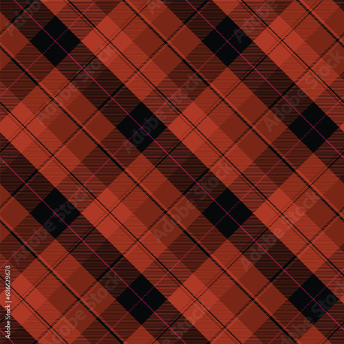 Red and Black Mallow Buffalo Plaid Seamless Pattern, Diagonal Gingham Red Crimson Elegant Tartan, Scottish Cage for Fabric Textile.