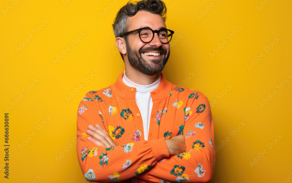 happy smiling Programmer with color clothing in the color background happy smiling Programmer with color clothing in the color background