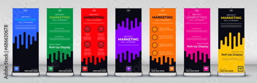 Creative abstract business roll up Banner Design for meetings, Street Business, presentations, annual events, events, exhibitions in red, blue, orange, purple, green, pink and yellow photo
