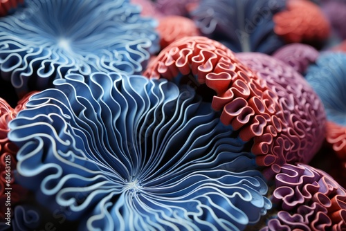 Massive brain coral  displaying its intricate ridges and patterns  Generative AI