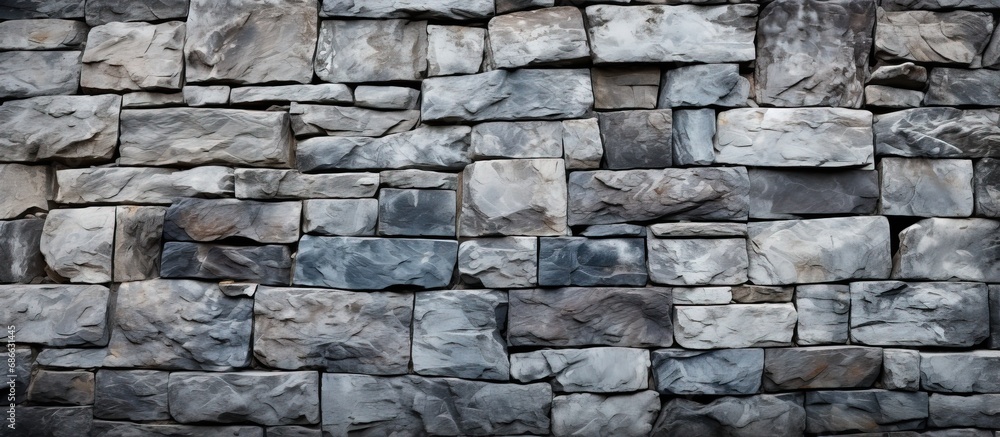 Texture of a strong stone wall used as background in a closeup shot