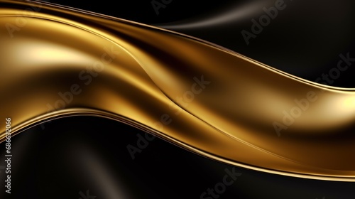 Abstract gold curve wave with line textured background. AI generated