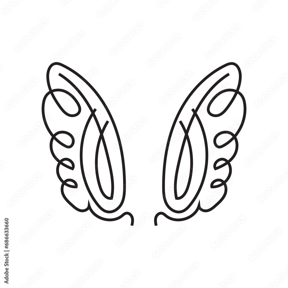 Sketch angel wing. Angel feather wing Sketch angel wing. Angel feather wing