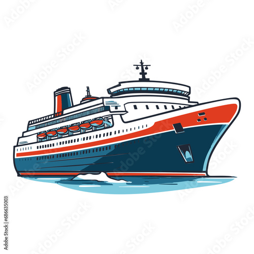 Cruise ship icon modern 3d outline vector
