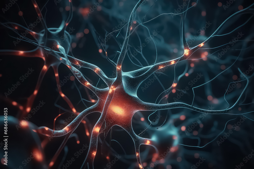 Motor Neuron under the microscope in lab., Motor Neuron under the microscope in lab.,