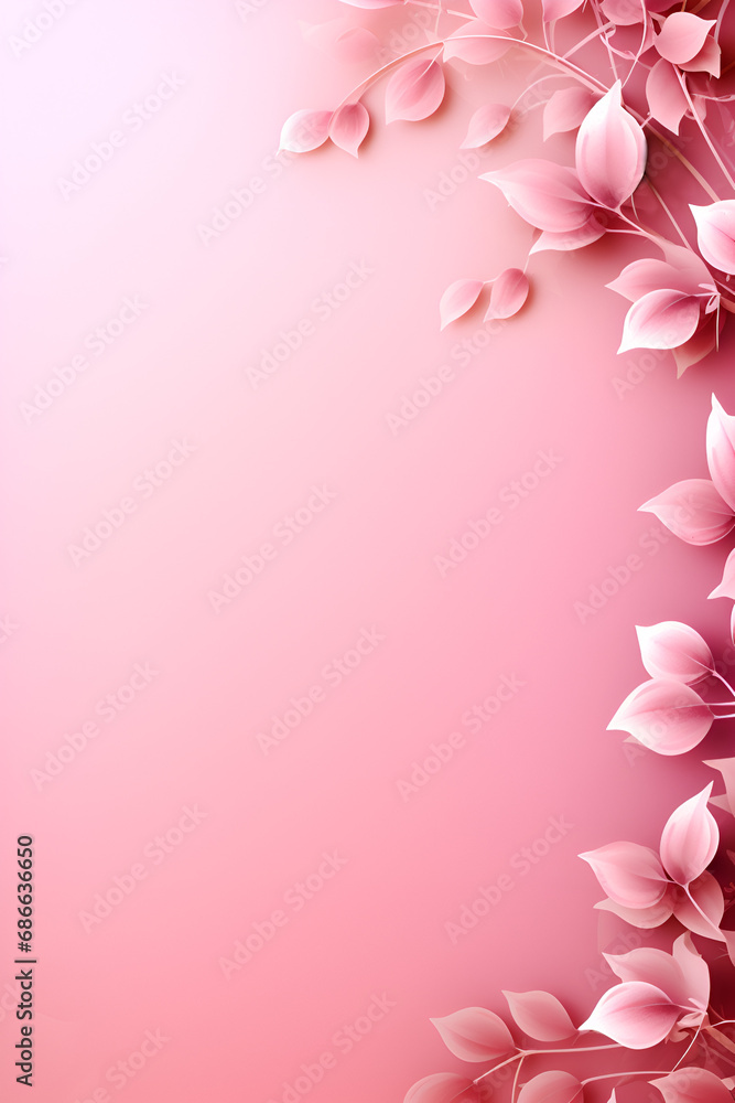 Fototapeta premium wedding invitation card pink background with pink flowers