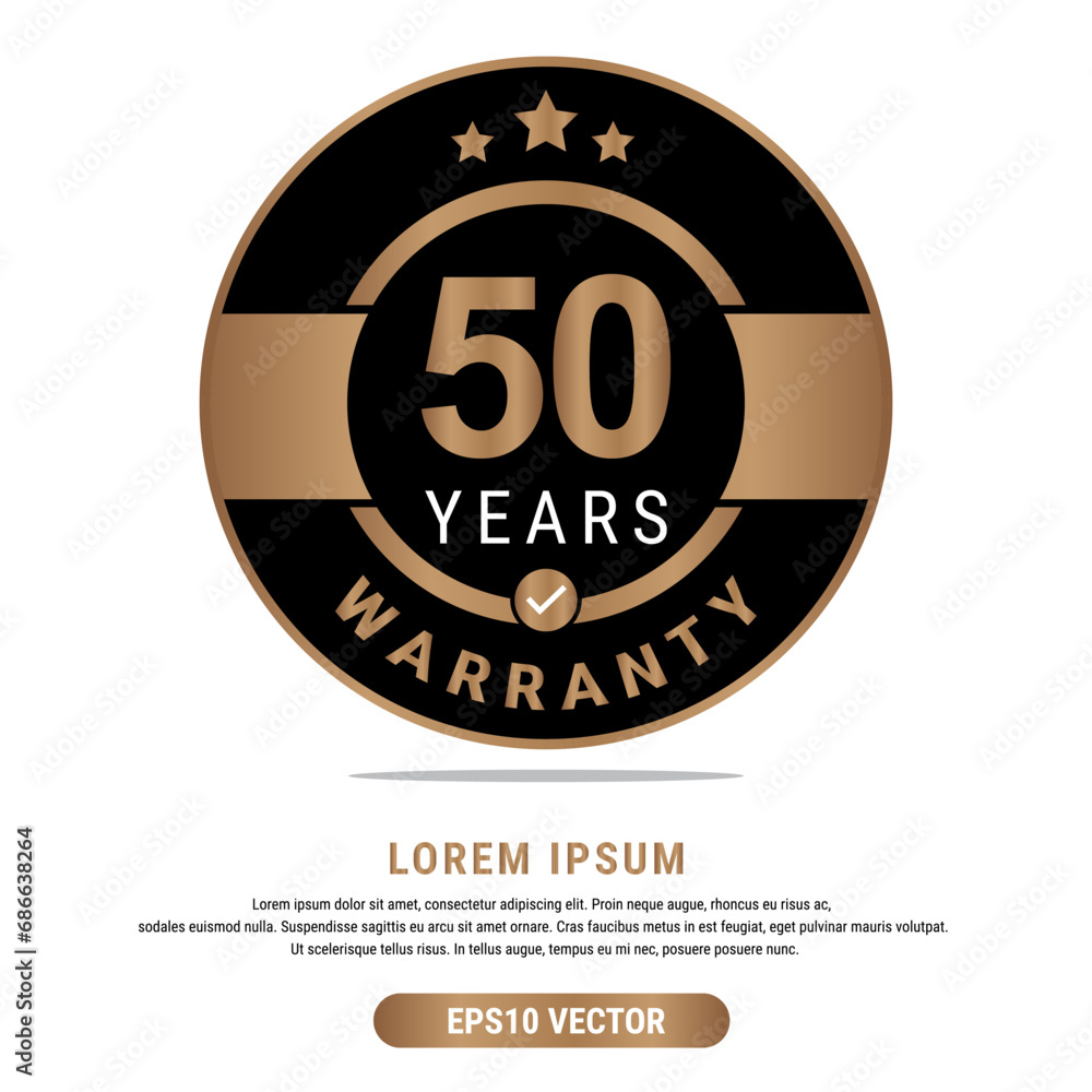 50 Year warranty vector art illustration in emas color with fantastic font and white background. Eps10 Vector 50 Year warranty vector art illustration in emas color with fantastic font and white background. Eps10 Vector