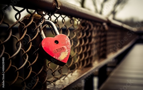 Love Lock: A heart-shaped lock attached to a bridge, symbolizing eternal love