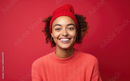 portrait of writer, happy and smiling, in color clothing