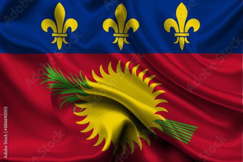 High detailed flag of Guadeloupe. National Guadeloupe flag. North America. 3D illustration. photo