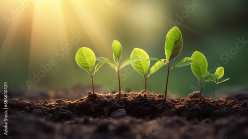 Earth Day. Small trees with green leaves