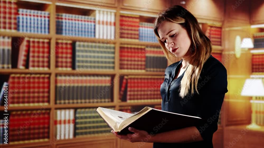 Young Female Lawyer Reading Legal Book Young Female Lawyer Reading Legal Book
