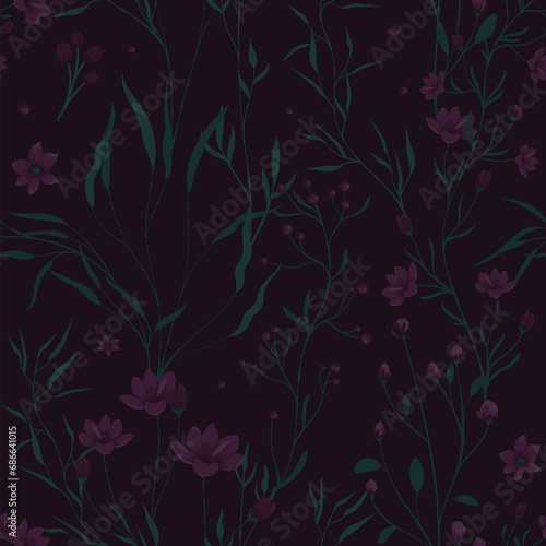 Floral vector pattern on a dark background