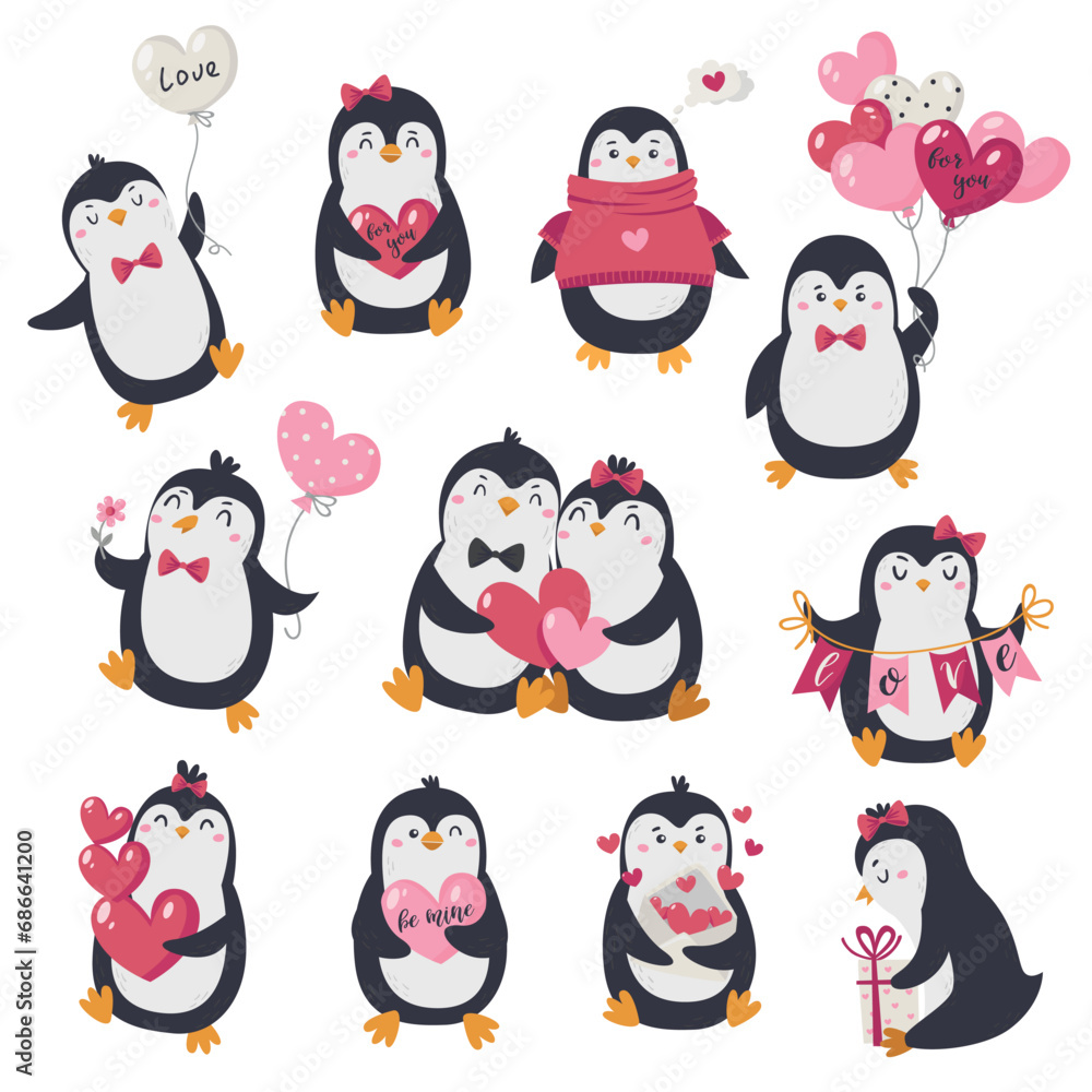 Valentine's day penguins collection Valentine's day penguins collection