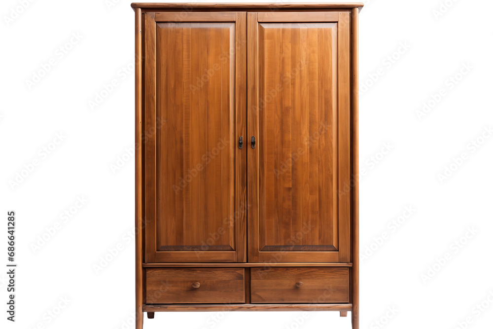 Crafted Woodwork for Stylish Closet Storage isolated on transparent background