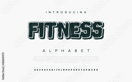 Fitness Modern Bold Font Sport Alphabet. Typography urban style fonts for technology, digital, movie logo design. vector illustration