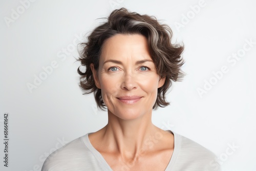 a woman with short brown hair