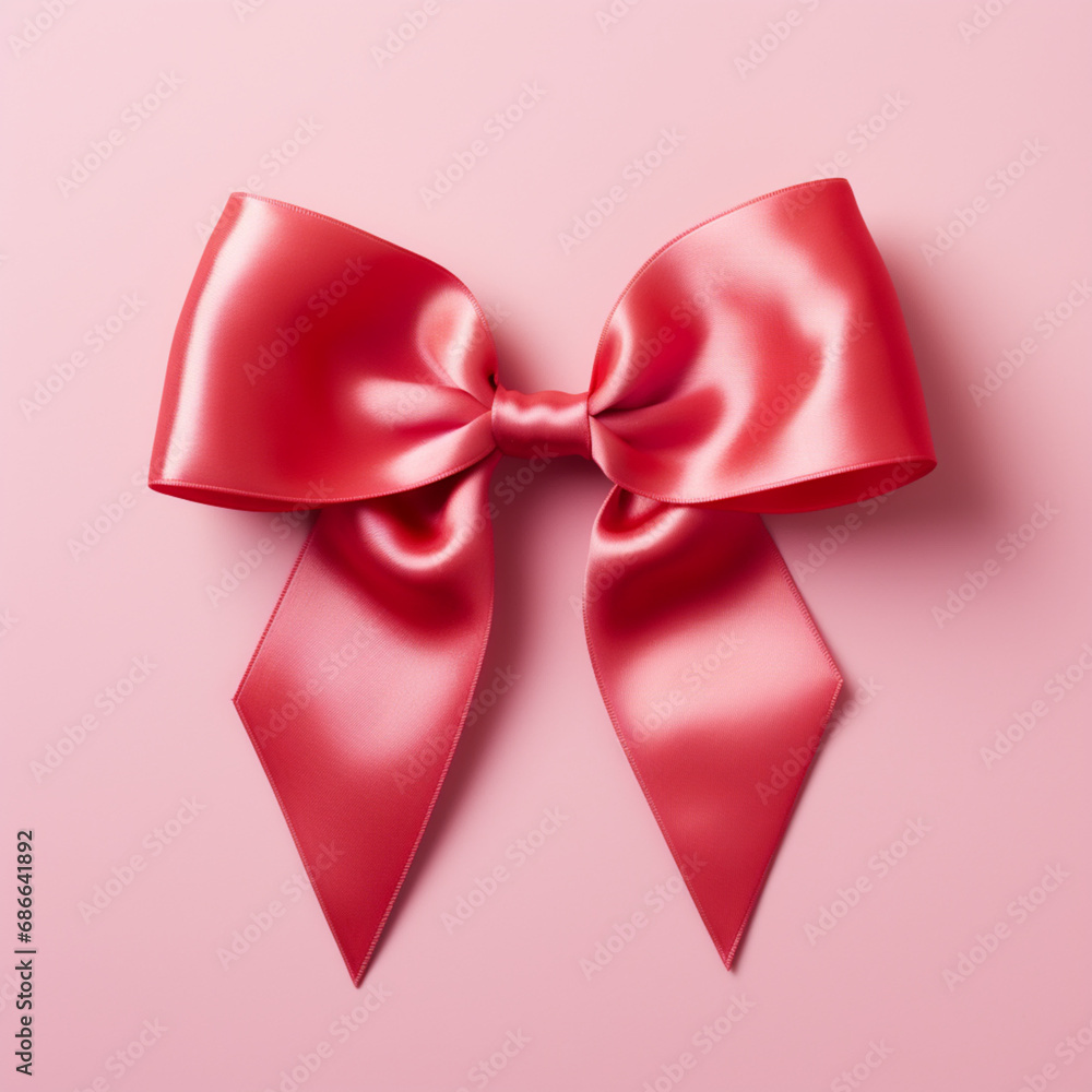 pink bow isolated on pink background