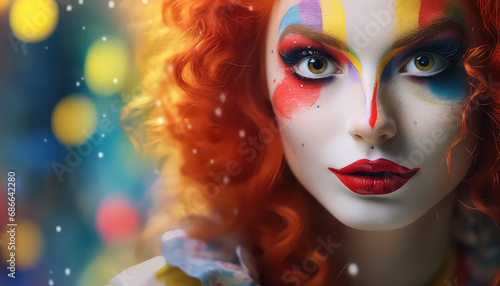 Portrait of a female clown, concept carnival