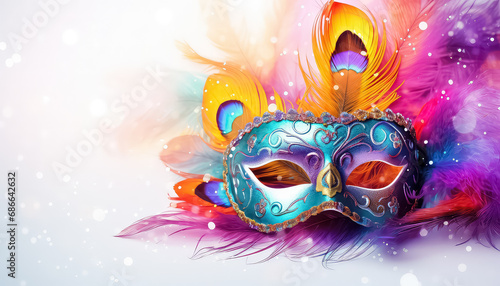 Colored Masquerade Mask on white background, concept carnival