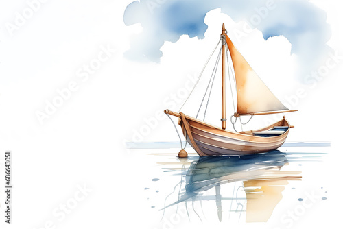 Ship on the sea. Illustration with place for text