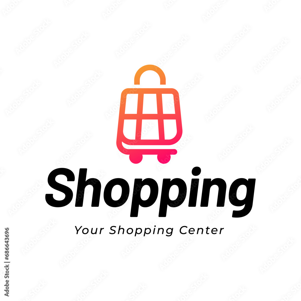 Shopping bag logo. Online shop logo template isolated on white background Shopping bag logo. Online shop logo template isolated on white background