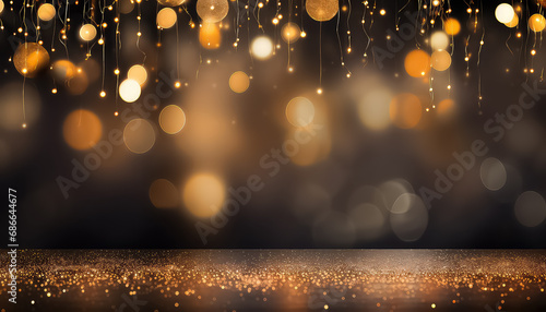Beautiful festive background with lights, christmas and new year concept