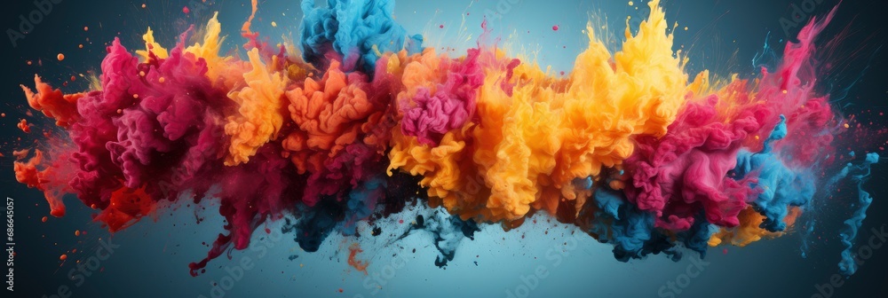 Spills Multicolored Metallic Dye Mixing Spreading , Banner Image For Website, Background, Desktop Wallpaper