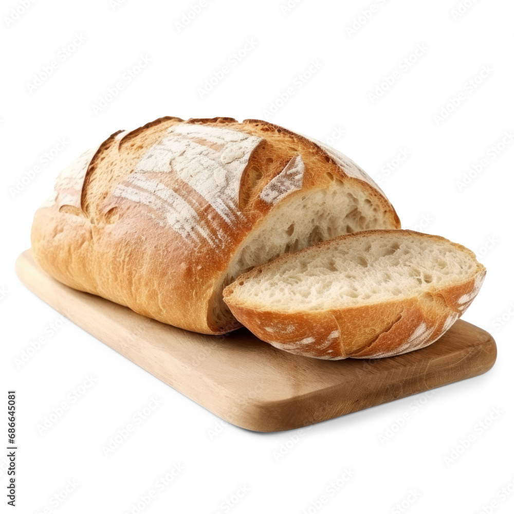 bread on the wooden board isolated 